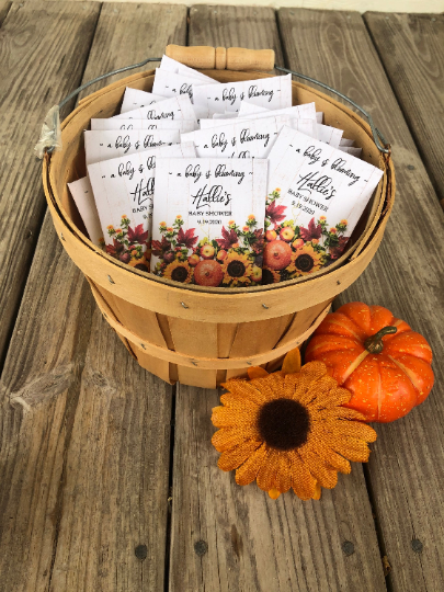 Pumpkin and Sunflower Fall Baby Shower Seed Packet Favors