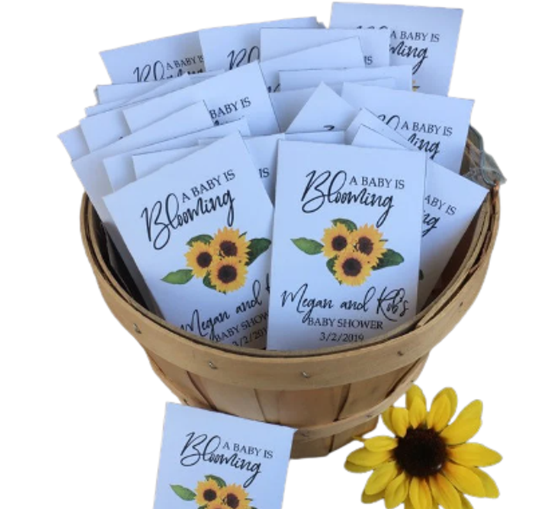 Baby Shower Seed Packets with floral sunflower design – Favor Universe