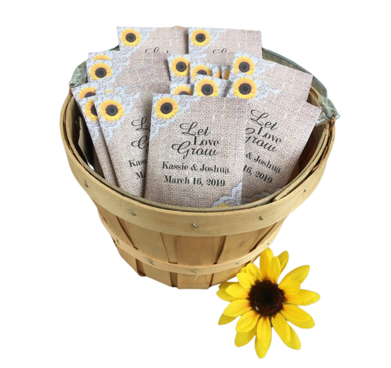 Burlap And Lace Sunflower Wedding Seed Packets – Favor Universe